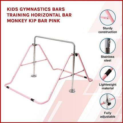 Kids Gymnastics Bars Training Horizontal Bar Monkey Kip Bar Pink 3