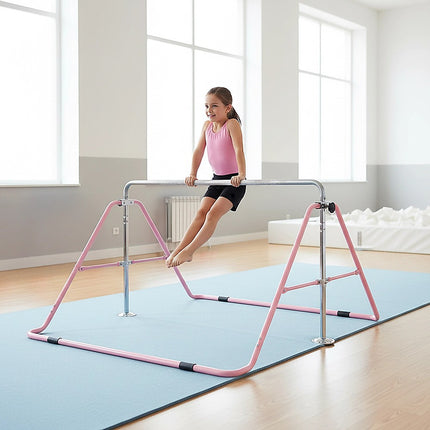 Kids Gymnastics Bars Training Horizontal Bar Monkey Kip Bar Pink 4
