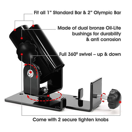 Landmine T Bar Row Platform 360 Degree Swivel for 1 & 2 Inch Bars Olympic 8