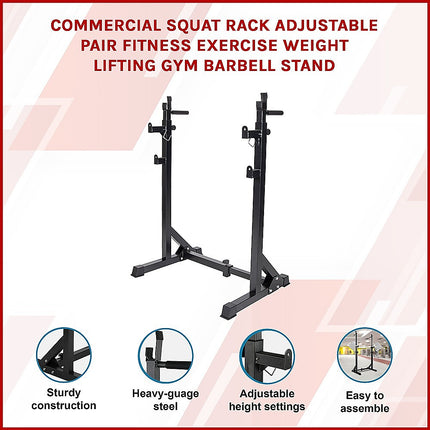 Commercial Squat Rack Adjustable Pair Fitness Exercise Weight Lifting Gym Barbell Stand 3