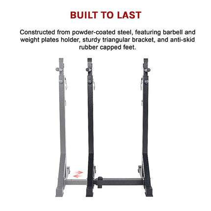 Commercial Squat Rack Adjustable Pair Fitness Exercise Weight Lifting Gym Barbell Stand 10