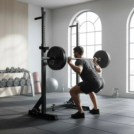 Commercial Squat Rack Adjustable Pair Fitness Exercise Weight Lifting Gym Barbell Stand 5