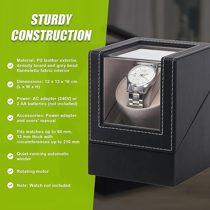 Automatic Watch Winder Display Box Case Motor Rotation Storage PU Leather 9