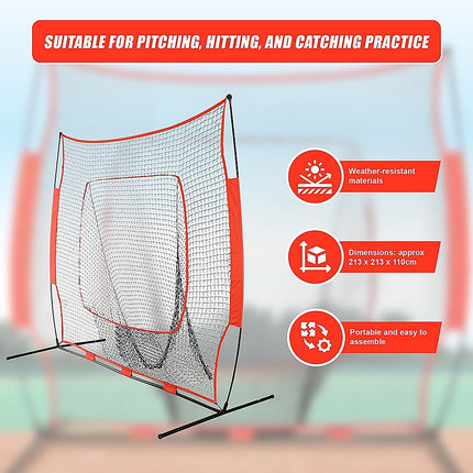 Portable Baseball Training Net Stand Softball Practice Sports Tennis 9