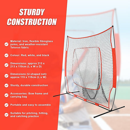 Portable Baseball Training Net Stand Softball Practice Sports Tennis 10