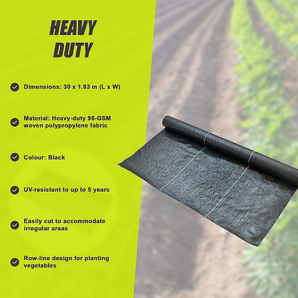 Heavy Duty Weed Control PP Woven Fabric Weed Mat Gardening Plant 1.83m x 30m 9
