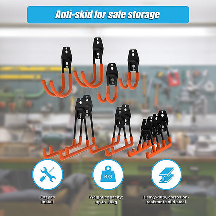 12-Pack Wall Mount Garage Hooks Tool Storage Workshop Organiser Heavy Duty Steel 5