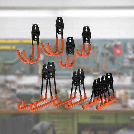 12-Pack Wall Mount Garage Hooks Tool Storage Workshop Organiser Heavy Duty Steel 10