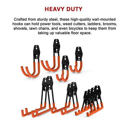 12-Pack Wall Mount Garage Hooks Tool Storage Workshop Organiser Heavy Duty Steel 11