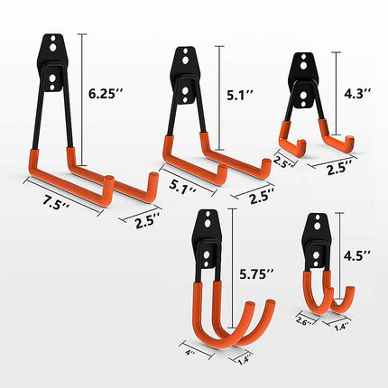 12-Pack Wall Mount Garage Hooks Tool Storage Workshop Organiser Heavy Duty Steel 12