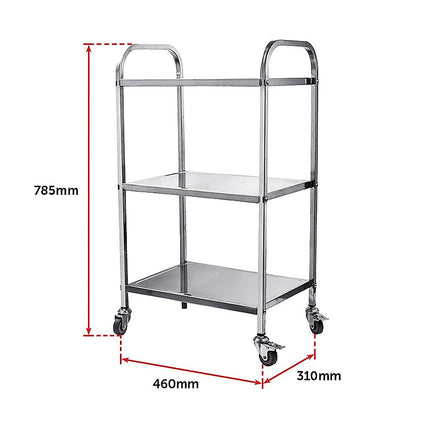3 Tiers Food Trolley Cart Stainless Steel Utility Kitchen Dining Service 11