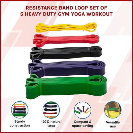 Resistance Band Loop Set of 5 Heavy Duty Gym Yoga Workout 3