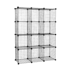12 Cube Wire Grid Organiser Bookcase Storage Cabinet Wardrobe Closet Black