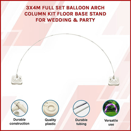 3x4m Full Set Balloon Arch Column Kit Floor Base Stand For Wedding & Party 3