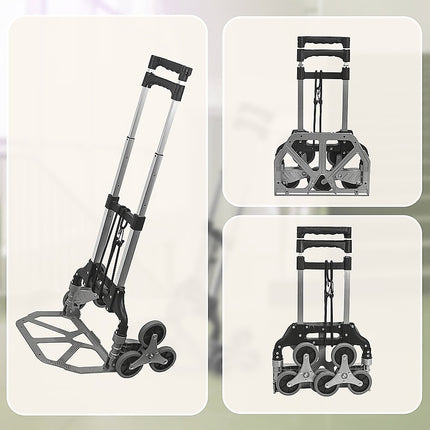 Stair Climbing Trolley 6 Wheels Aluminium Folding Hand Cart Climb Steps 9