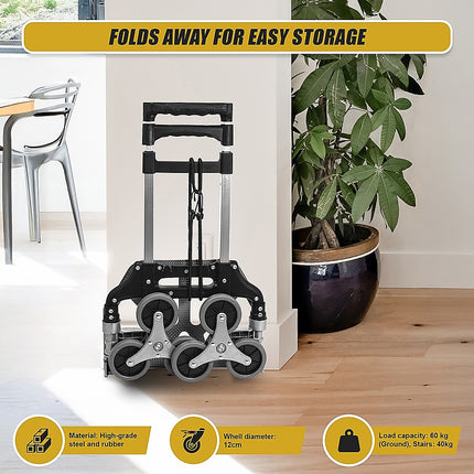 Stair Climbing Trolley 6 Wheels Aluminium Folding Hand Cart Climb Steps 11