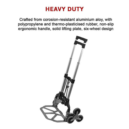 Stair Climbing Trolley 6 Wheels Aluminium Folding Hand Cart Climb Steps 5