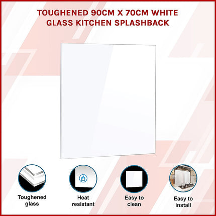 Toughened 90cm x 70cm White Glass Kitchen Splashback 2