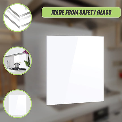 Toughened 90cm x 70cm White Glass Kitchen Splashback 7