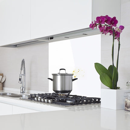 Toughened 90cm x 75cm White Glass Kitchen Splashback 6
