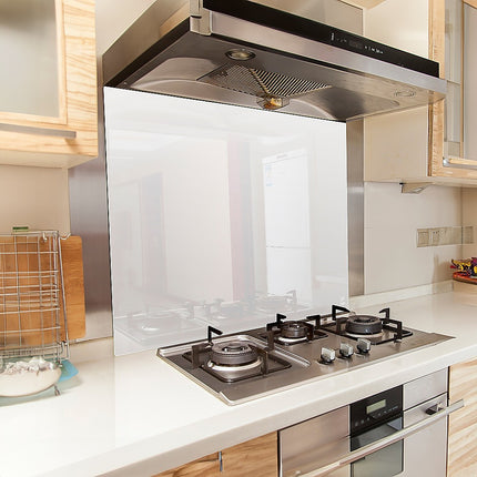 Toughened 90cm x 75cm White Glass Kitchen Splashback 2