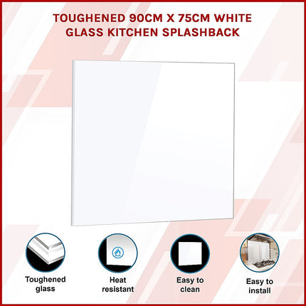 Toughened 90cm x 75cm White Glass Kitchen Splashback 3