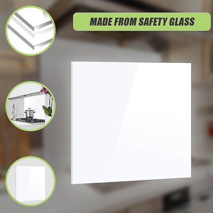 Toughened 90cm x 75cm White Glass Kitchen Splashback 7