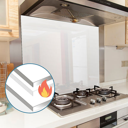 Toughened 90cm x 75cm White Glass Kitchen Splashback 5