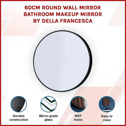 60cm Round Wall Mirror Bathroom Makeup Mirror by Della Francesca 3