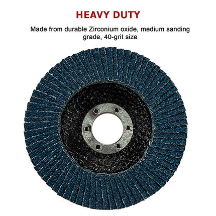 50x Pack Premium Zirconia Flap Disc Sanding Grinding 115mm 4.5" 40 Grit 12