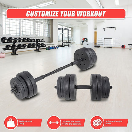 20kg Dumbbell Set Home Gym Fitness Exercise Weights Bar Plate 9
