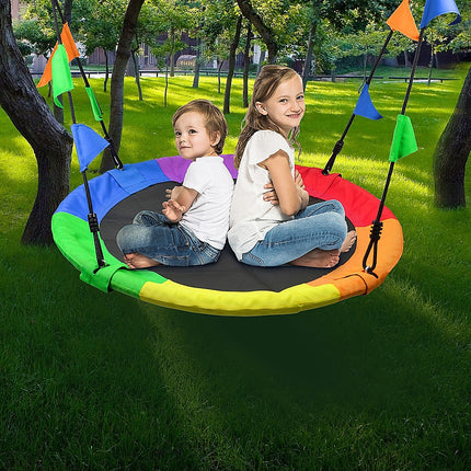 1m Tree Swing in Multi-Color Rainbow Kids Indoor/Outdoor Round Mat Saucer Swing 2