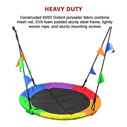 1m Tree Swing in Multi-Color Rainbow Kids Indoor/Outdoor Round Mat Saucer Swing 7