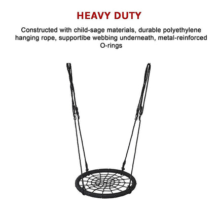 Kids Rope Swing Round Outdoor Birds Crows Nest Spider Web Swing Seat 65cm 7