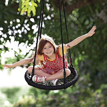 Kids Rope Swing Round Outdoor Birds Crows Nest Spider Web Swing Seat 65cm 2