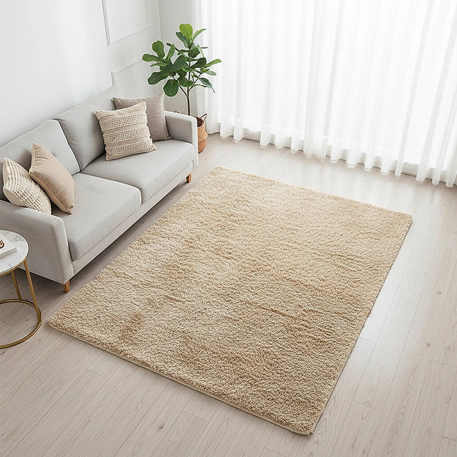 230x160cm Floor Rugs Large Shaggy Rug Area Carpet Bedroom Living Room Mat - Beige 2
