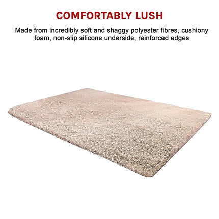 230x160cm Floor Rugs Large Shaggy Rug Area Carpet Bedroom Living Room Mat - Beige 9