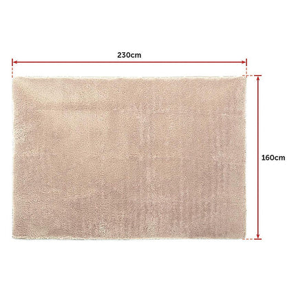 230x160cm Floor Rugs Large Shaggy Rug Area Carpet Bedroom Living Room Mat - Beige 10