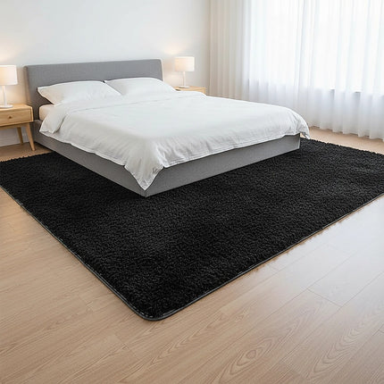 230x200cm Floor Rugs Large Shaggy Rug Area Carpet Bedroom Living Room Mat - Black 7