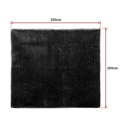 230x200cm Floor Rugs Large Shaggy Rug Area Carpet Bedroom Living Room Mat - Black 10