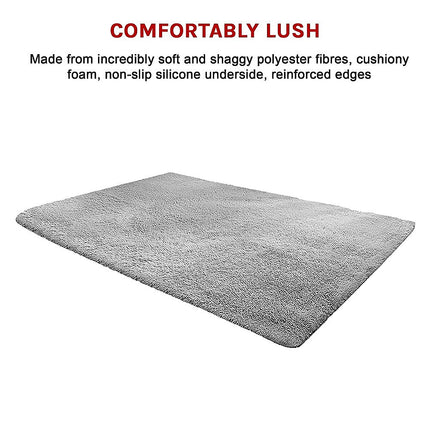 230x160cm Floor Rugs Large Shaggy Rug Area Carpet Bedroom Living Room Mat - Grey 9