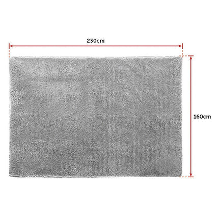 230x160cm Floor Rugs Large Shaggy Rug Area Carpet Bedroom Living Room Mat - Grey 10
