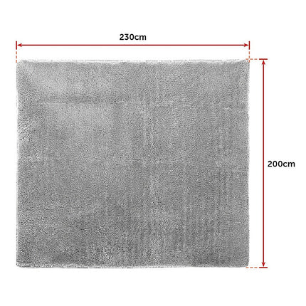 230x200cm Floor Rugs Large Shaggy Rug Area Carpet Bedroom Living Room Mat - Grey 10