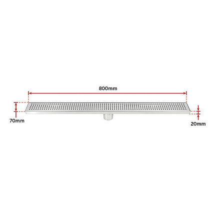 800mm Bathroom Shower Stainless Steel Grate Drain w/Centre outlet Floor Waste 12