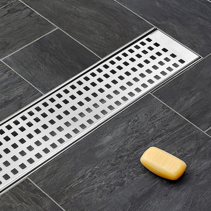 900mm Bathroom Shower Stainless Steel Grate Drain w/Centre outlet Floor Waste Square Pattern 2