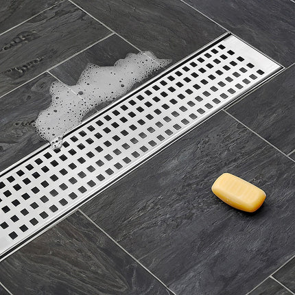 900mm Bathroom Shower Stainless Steel Grate Drain w/Centre outlet Floor Waste Square Pattern 10