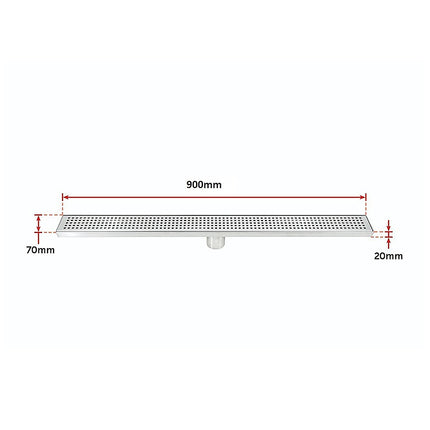 900mm Bathroom Shower Stainless Steel Grate Drain w/Centre outlet Floor Waste Square Pattern 12