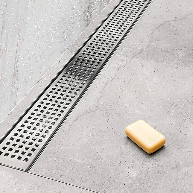 1200mm Bathroom Shower Stainless Steel Grate Drain w/Centre outlet Floor Waste Square Pattern 2