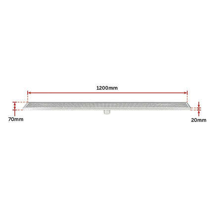 1200mm Bathroom Shower Stainless Steel Grate Drain w/Centre outlet Floor Waste Square Pattern 12
