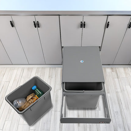 2x 15L Pull Out Trash Bin Dual Kitchen Garbage Waste Basket Cabinet Bin 5